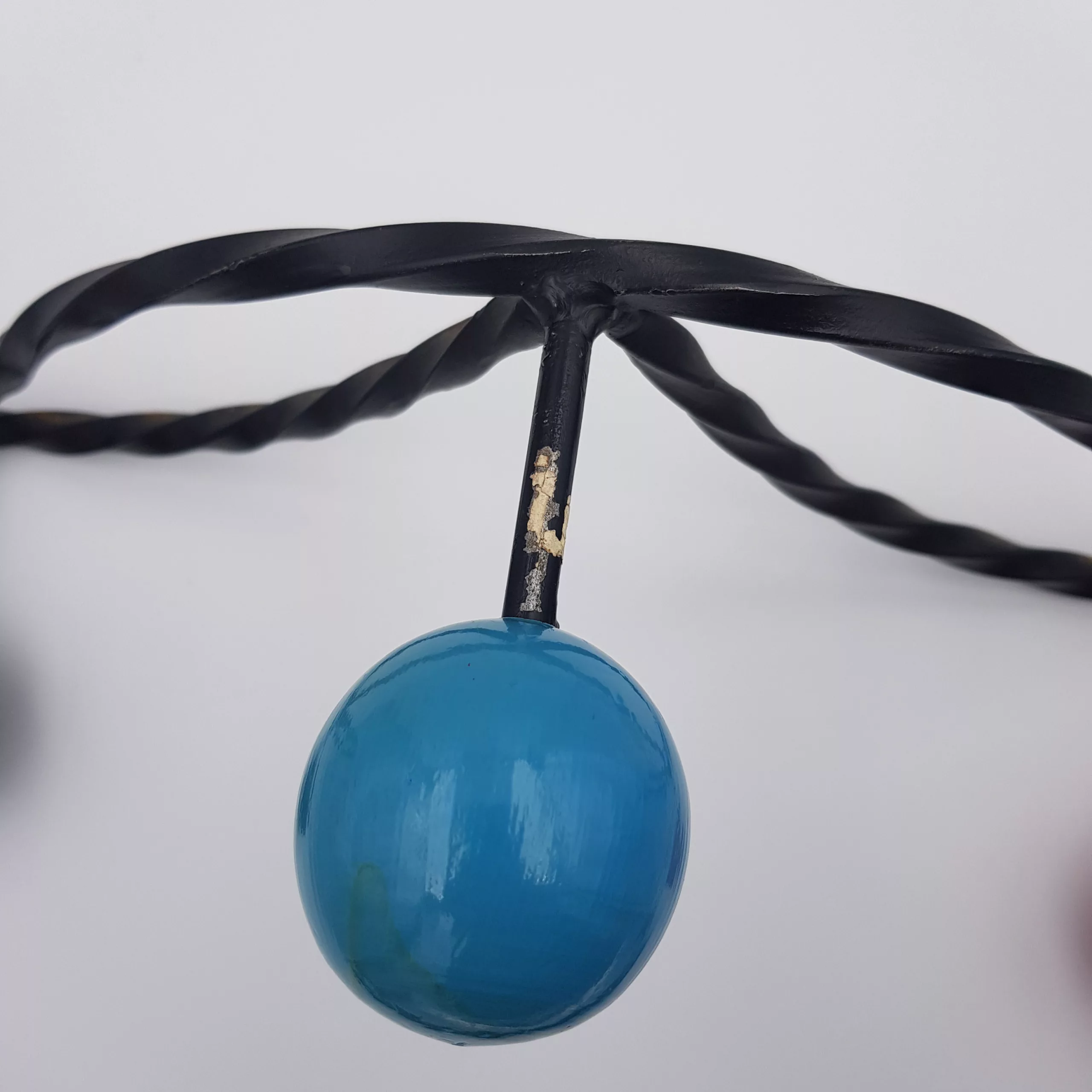 Vintage coat rack twisted metal colored wood balls