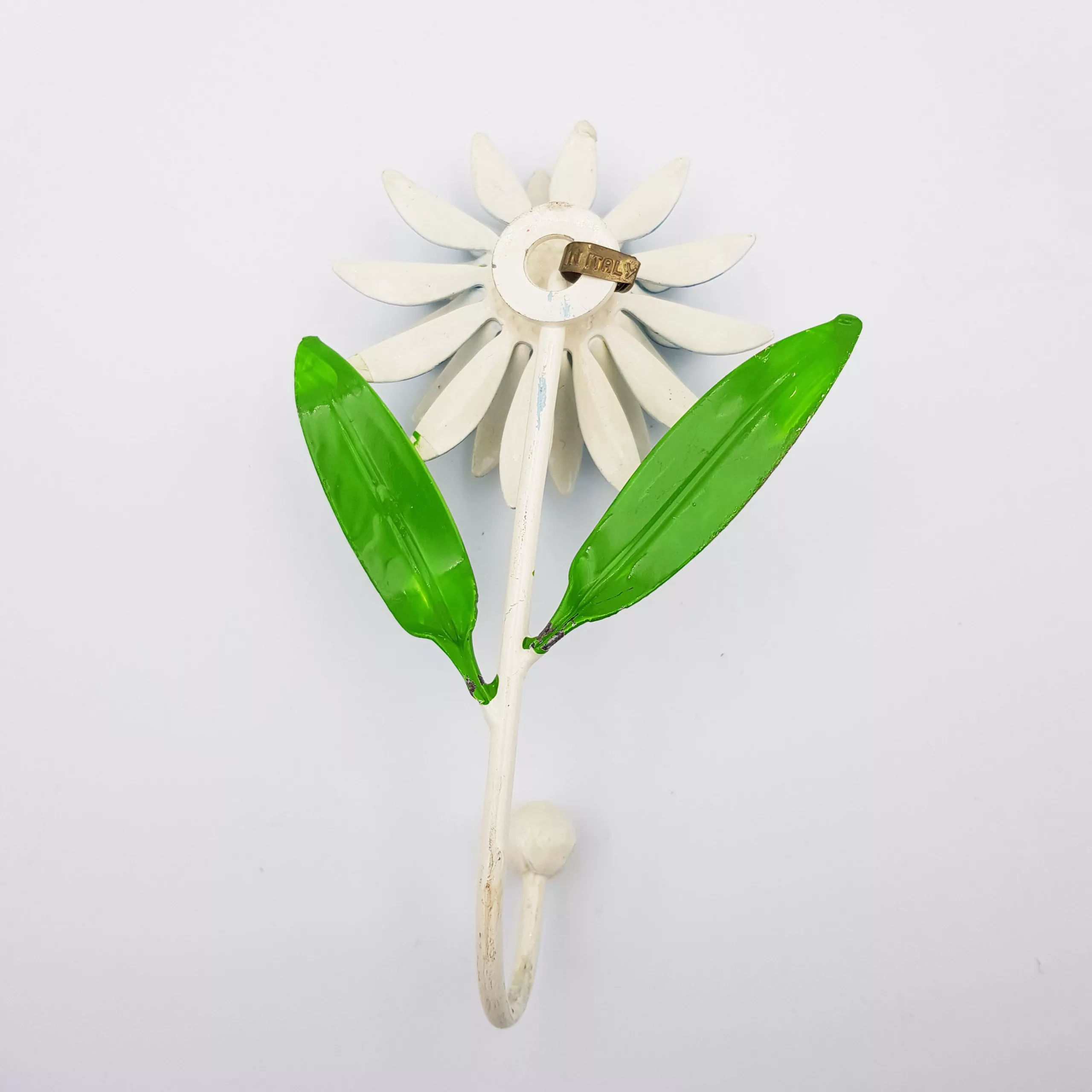 3 vintage metal towel pegs shape of flowers