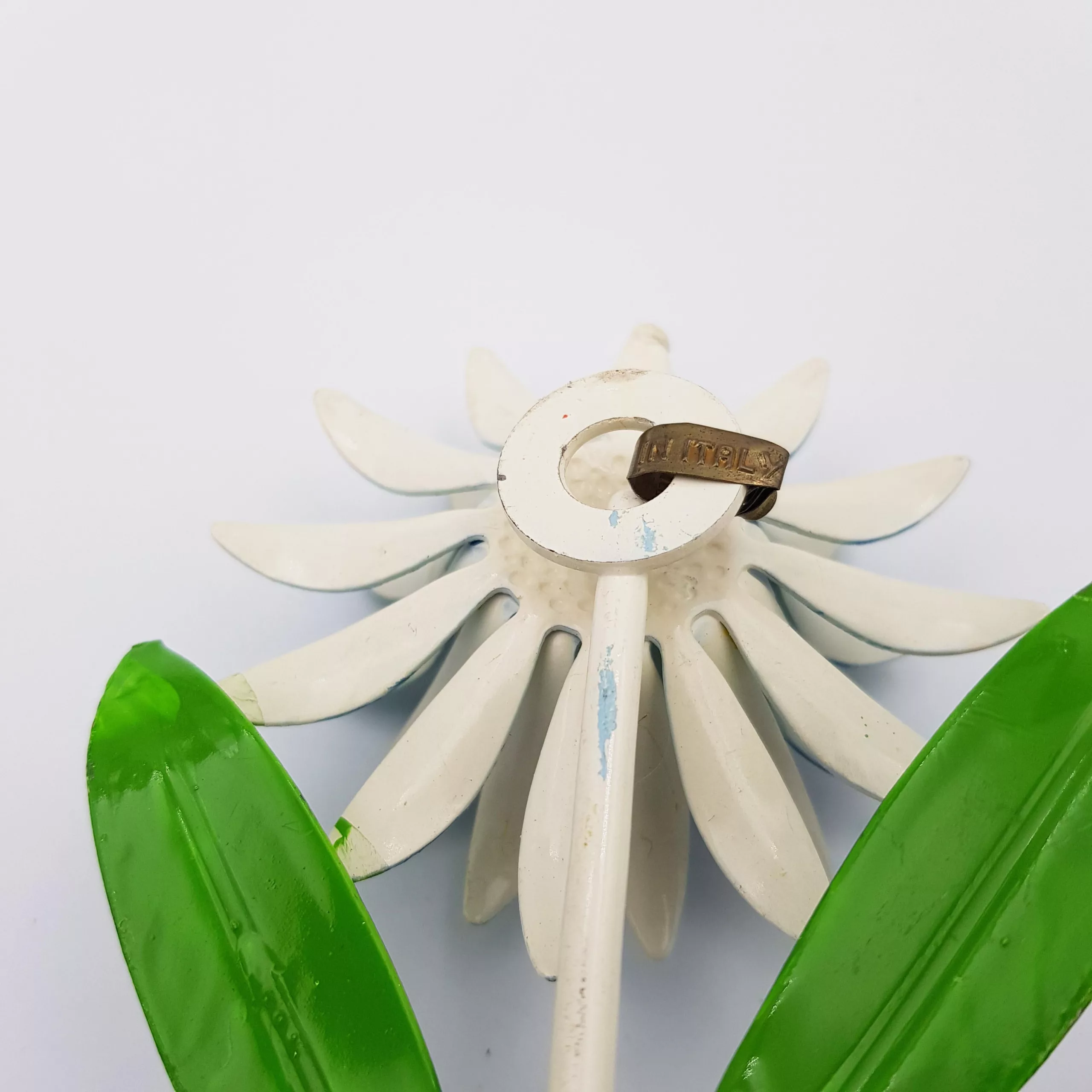 3 vintage metal towel pegs shape of flowers