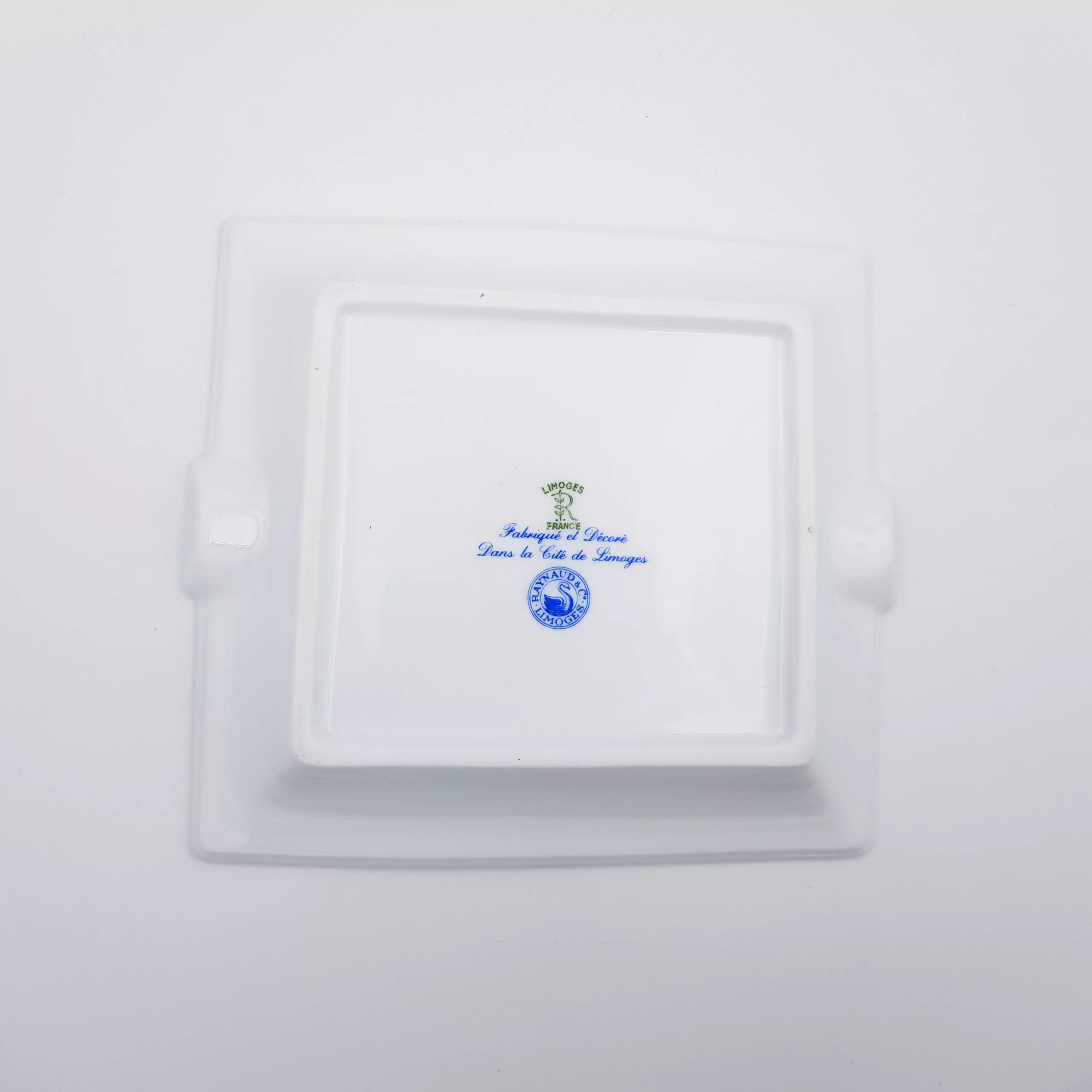 Luxury rectangular ashtray trinket tray elephant decor Raynaud Limoges porcelain