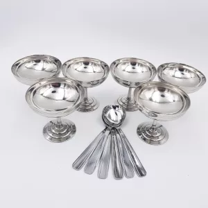 Vintage dessert cups goblets ice cream cups 1970 stainless steel letang remy original box