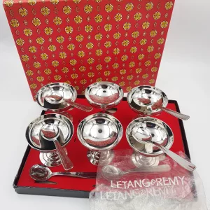 Vintage dessert cups goblets ice cream cups 1970 stainless steel letang remy original box