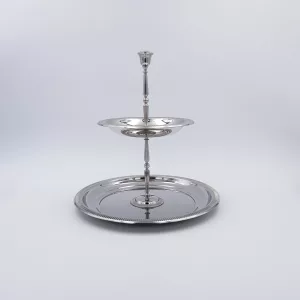 Vintage stainless steel cake stand 2 tiers Jean Couzon 1970/80 France